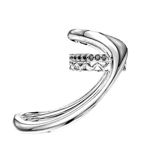 Sterling Silver Two-finger Ring Hollow Geometric For Women Vintage Creative - Picture 6 of 6